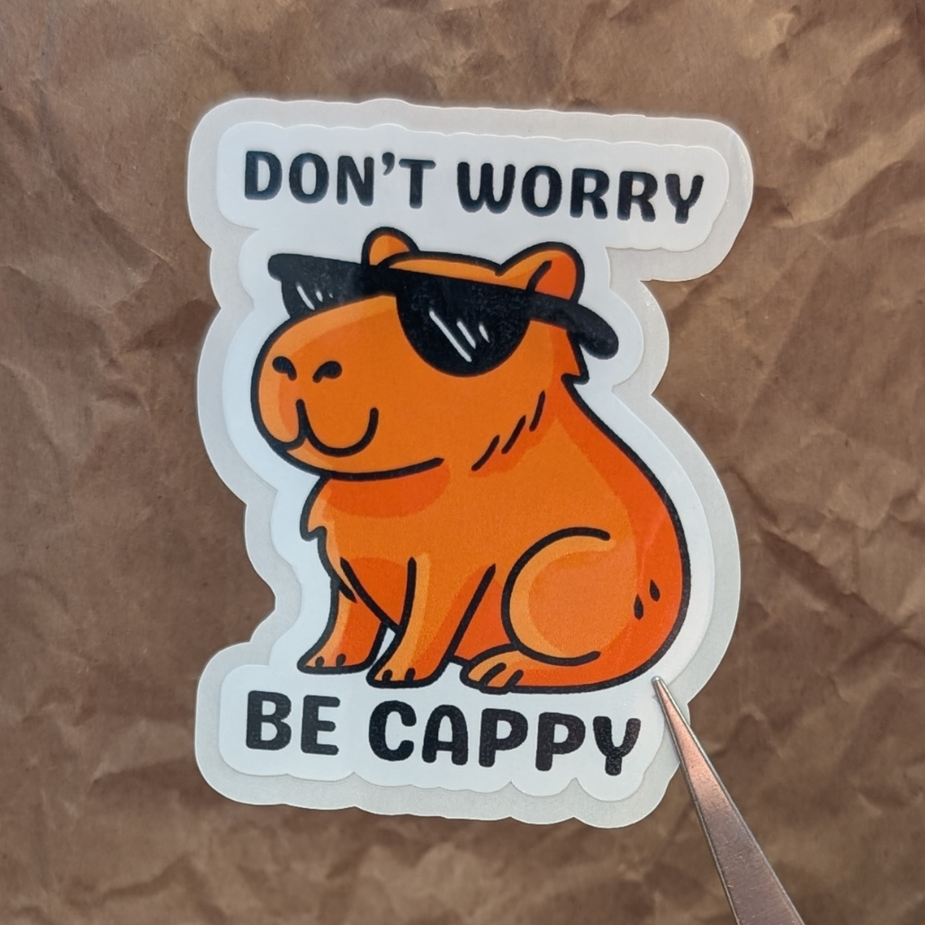 Don’t Worry Be Cappy – Chill Capybara Vinyl Sticker