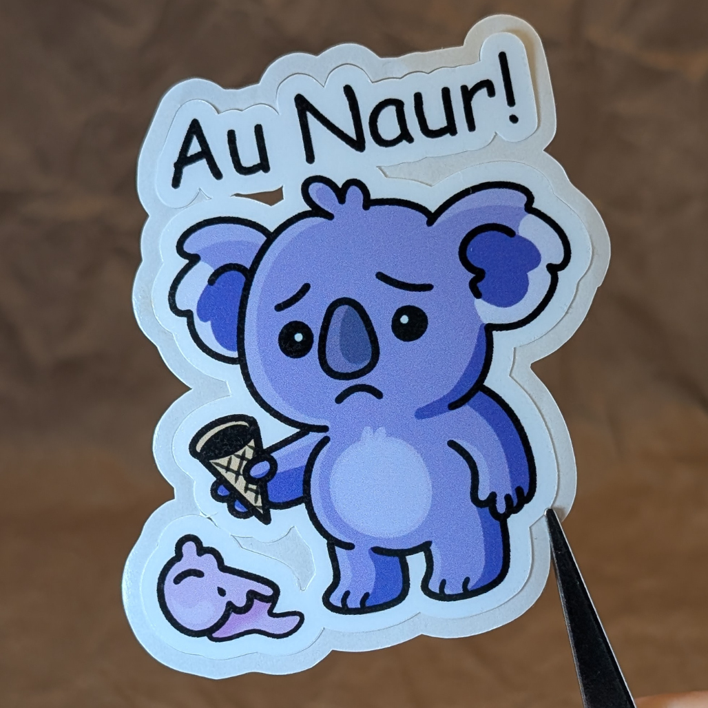 Au Naur! – Sad Koala Glossy Vinyl Sticker