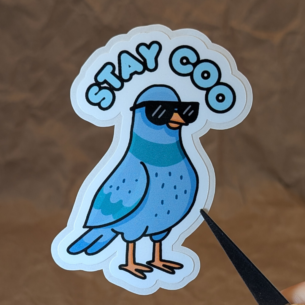 Stay Coo – Cool Pigeon Glossy Vinyl Sticker