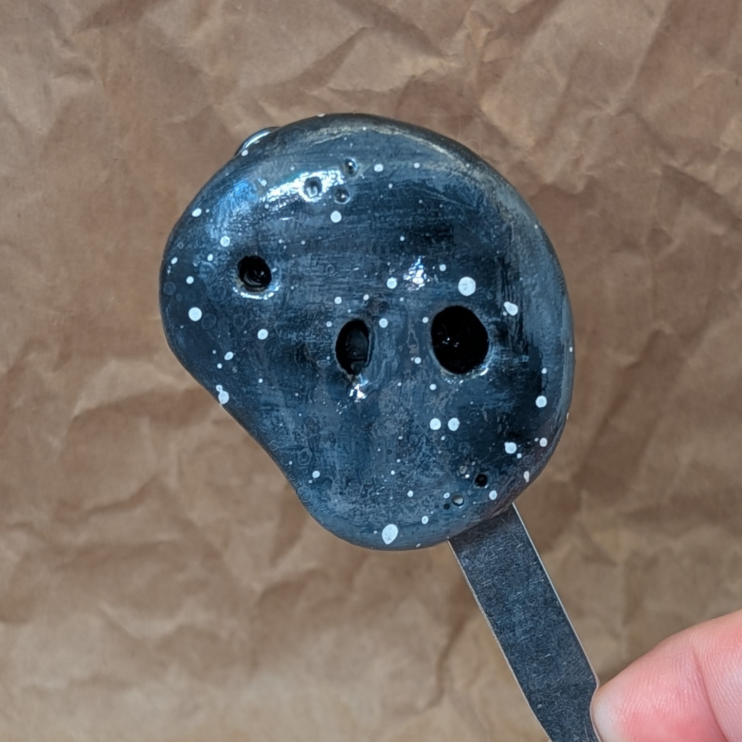 Worried Stone Magnet – Flint| Hand-Painted OOAK Polymer Clay Fridge Magnet