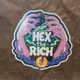 Hex the Rich – Sparkly Witchy Hands & Broken Coin Vinyl Sticker