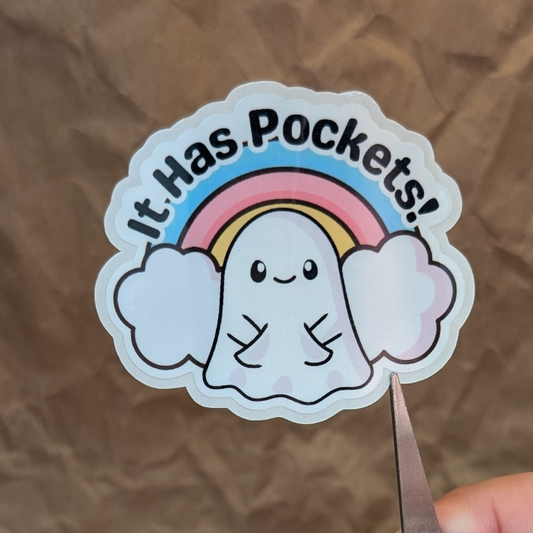 It Has Pockets! Glossy Vinyl Sticker